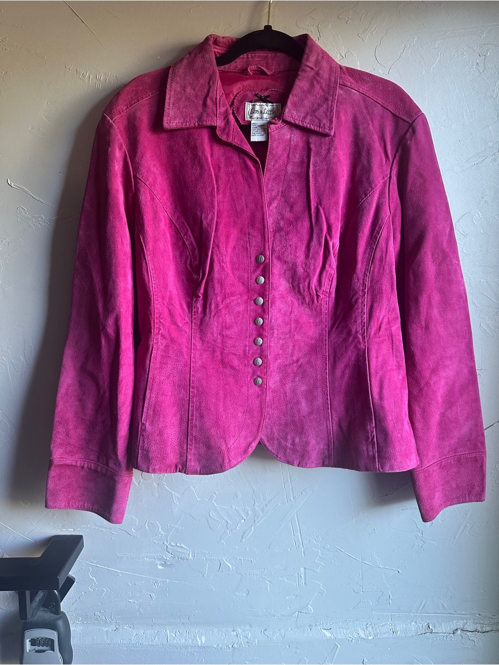 Vintage Pink Leather Snap Jacket Princess Seams Western Y2K XL